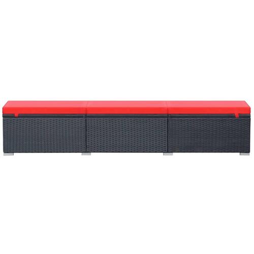 Liggestol med hynde polyrattan sort