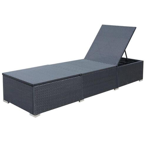Liggestol med hynde polyrattan sort