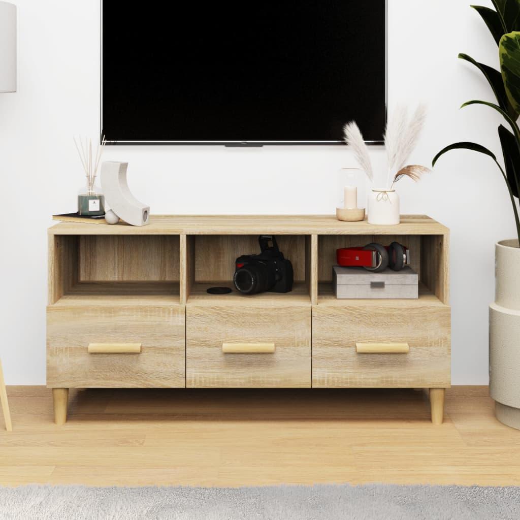 Tv-bord 102x36x50 cm konstrueret træ sonoma-eg