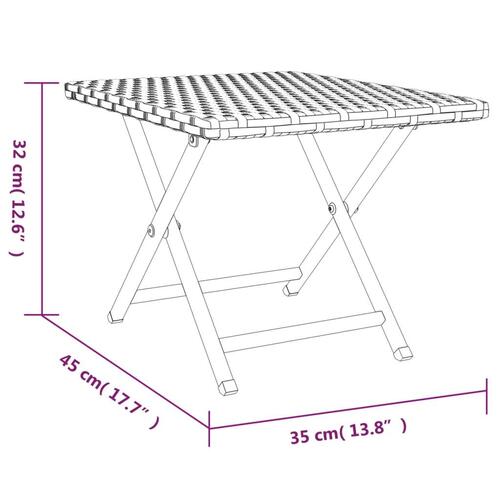Foldbart bord 45x35x32 cm polyrattan grå
