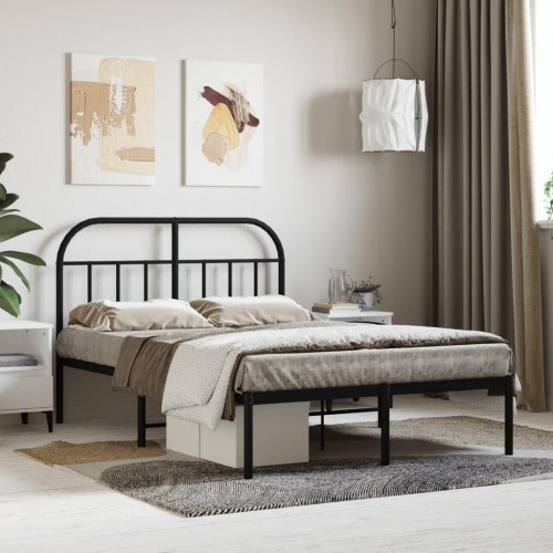 Sengeramme med sengegavl 120×200 cm - metal, sort
