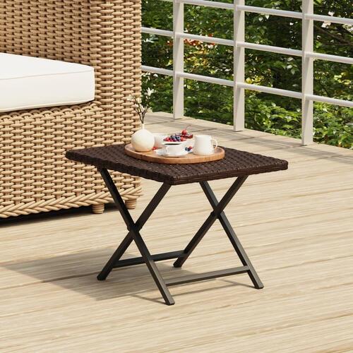 Foldbart bord 45x35x32 cm polyrattan brun