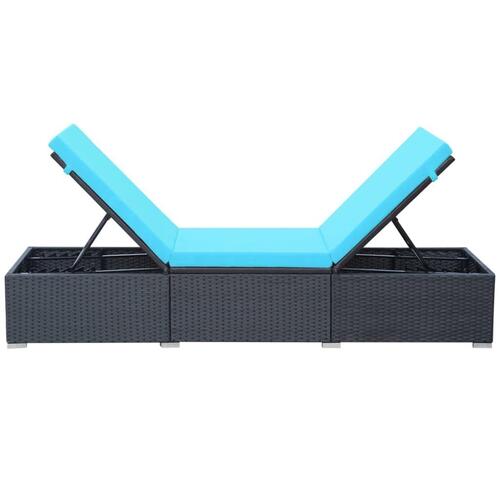 Liggestol med hynde polyrattan sort