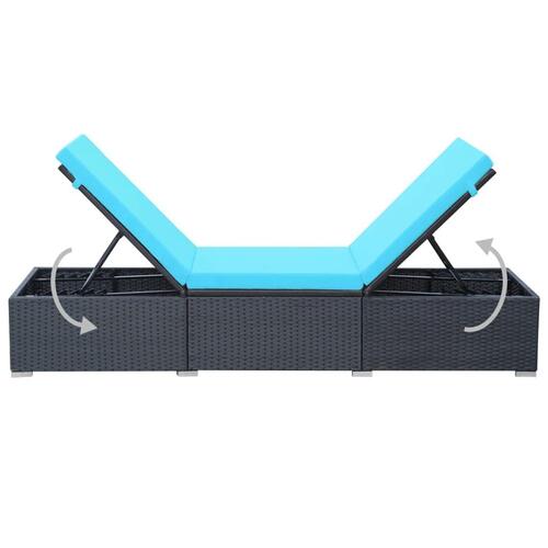 Liggestol med hynde polyrattan sort