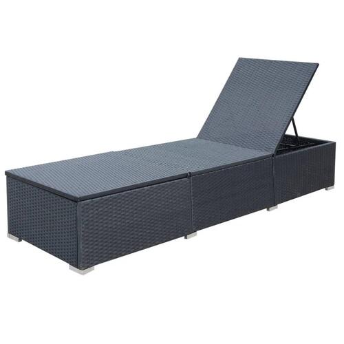 Liggestol med hynde polyrattan sort