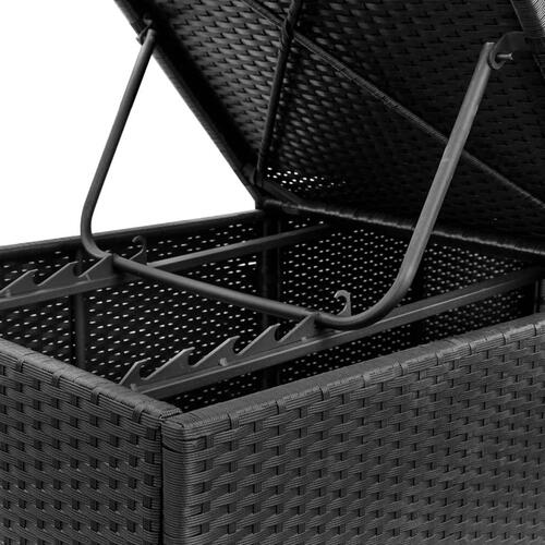 Liggestol med hynde polyrattan sort
