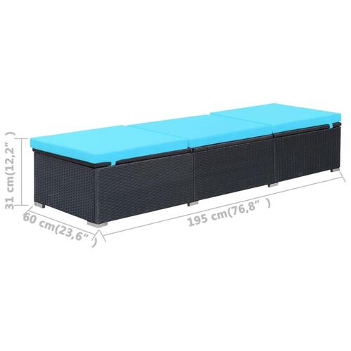 Liggestol med hynde polyrattan sort