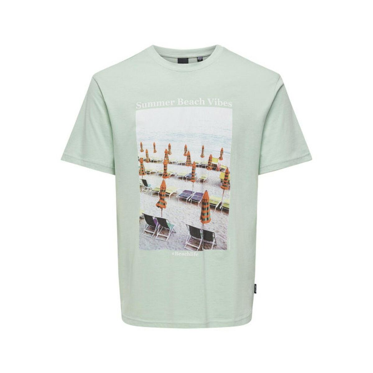 Only & Sons Onskolton Reg Beach Surf T-shirt til mænd - Grøn (XS)