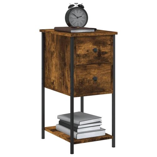 Sengeborde 2 stk. 32x42x70 cm konstrueret træ røget egetræ