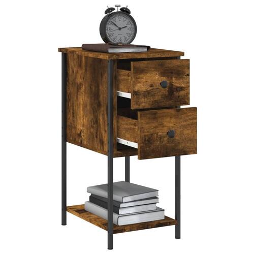 Sengeborde 2 stk. 32x42x70 cm konstrueret træ røget egetræ