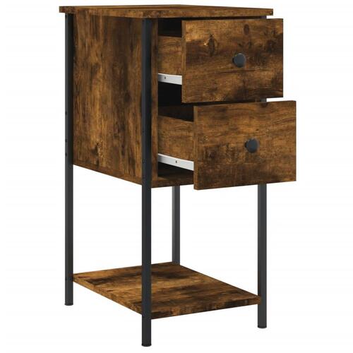 Sengeborde 2 stk. 32x42x70 cm konstrueret træ røget egetræ