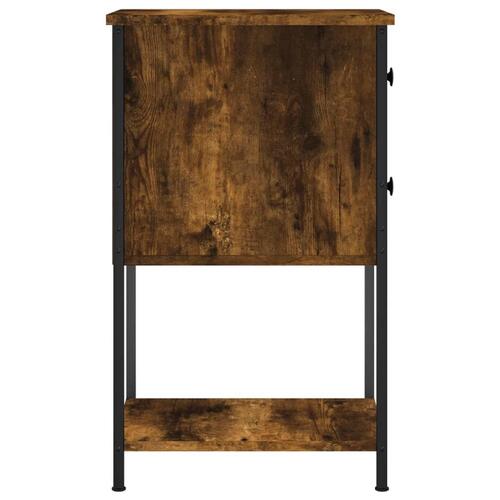 Sengeborde 2 stk. 32x42x70 cm konstrueret træ røget egetræ
