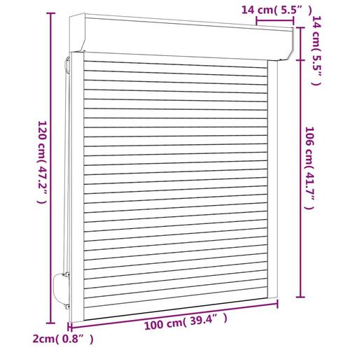 Rulleskodder aluminium 100x120 cm hvid