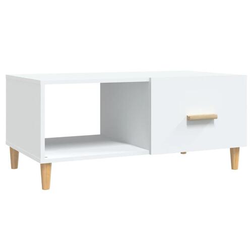Sofabord 89,5x50x40 cm konstrueret træ hvid