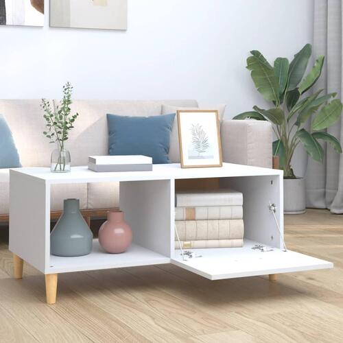 Sofabord 89,5x50x40 cm konstrueret træ hvid