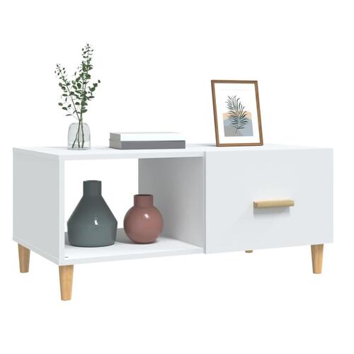 Sofabord 89,5x50x40 cm konstrueret træ hvid
