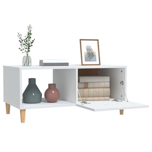 Sofabord 89,5x50x40 cm konstrueret træ hvid