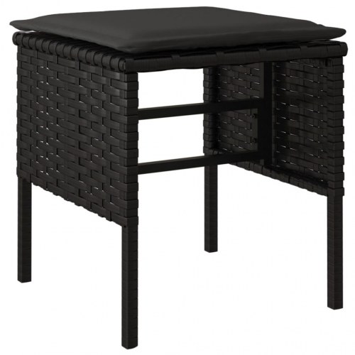 Fodskamler med hynder 4 stk. til haven polyrattan sort
