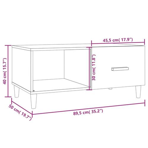 Sofabord 89,5x50x40 cm konstrueret træ hvid