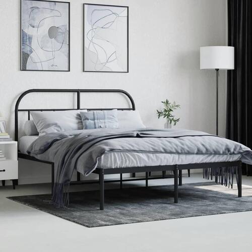 Sengeramme med sengegavl 140x190 cm metal sort