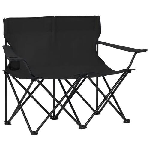 2-personers campingstol foldbar stål og stof sort