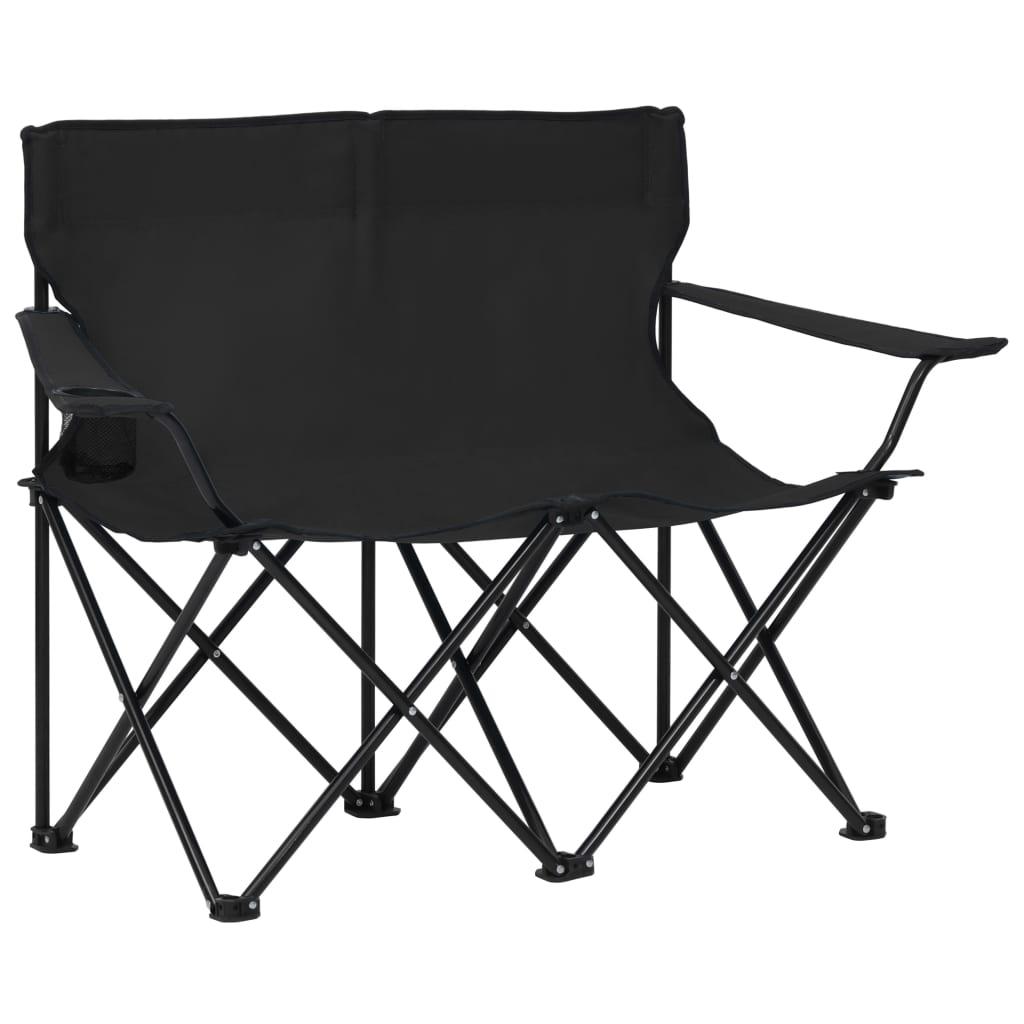 2-personers campingstol foldbar stål og stof sort