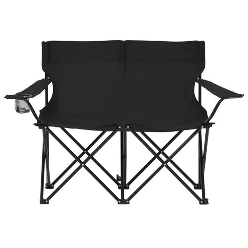 2-personers campingstol foldbar stål og stof sort
