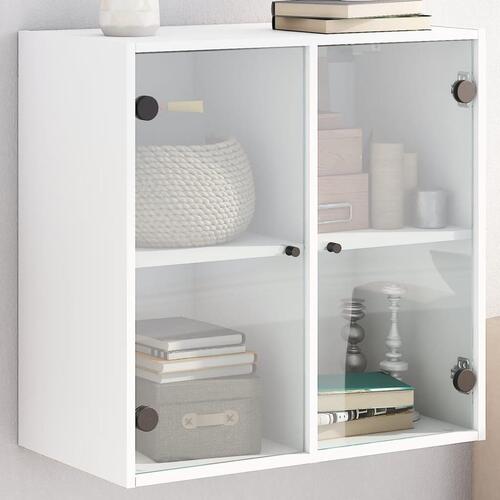 Vægskab med glaslåger 68x37x68,5 cm hvid