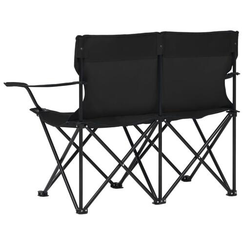 2-personers campingstol foldbar stål og stof sort