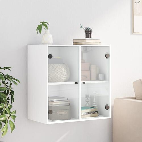 Vægskab med glaslåger 68x37x68,5 cm hvid