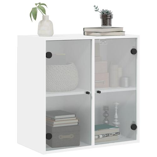 Vægskab med glaslåger 68x37x68,5 cm hvid