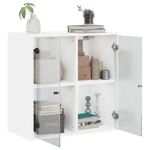 Vægskab med glaslåger 68x37x68,5 cm hvid