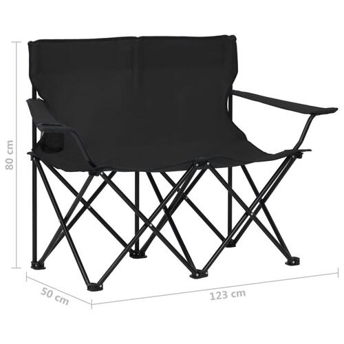 2-personers campingstol foldbar stål og stof sort