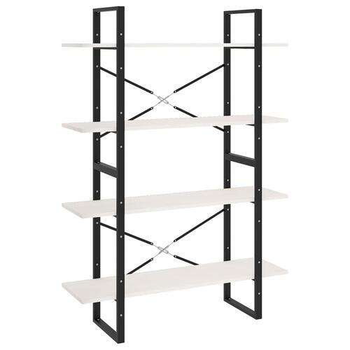 Bogreol med 4 hylder 100x30x140 cm massivt fyrretræ hvid