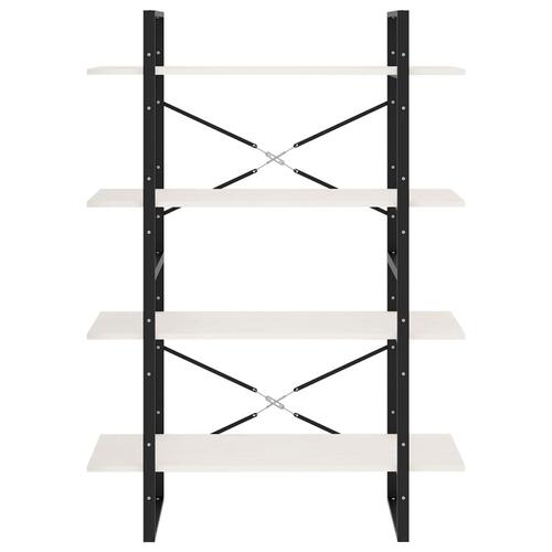 Bogreol med 4 hylder 100x30x140 cm massivt fyrretræ hvid