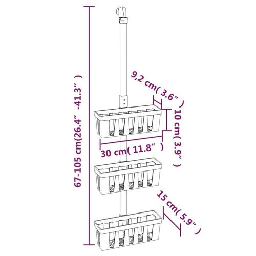 Brusehylde 30x15x(67-105) cm aluminium