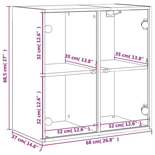 Vægskab med glaslåger 68x37x68,5 cm hvid