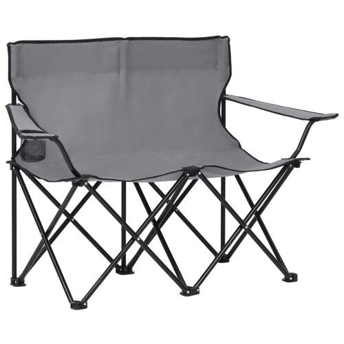 2-personers campingstol foldbar stål og stof grå