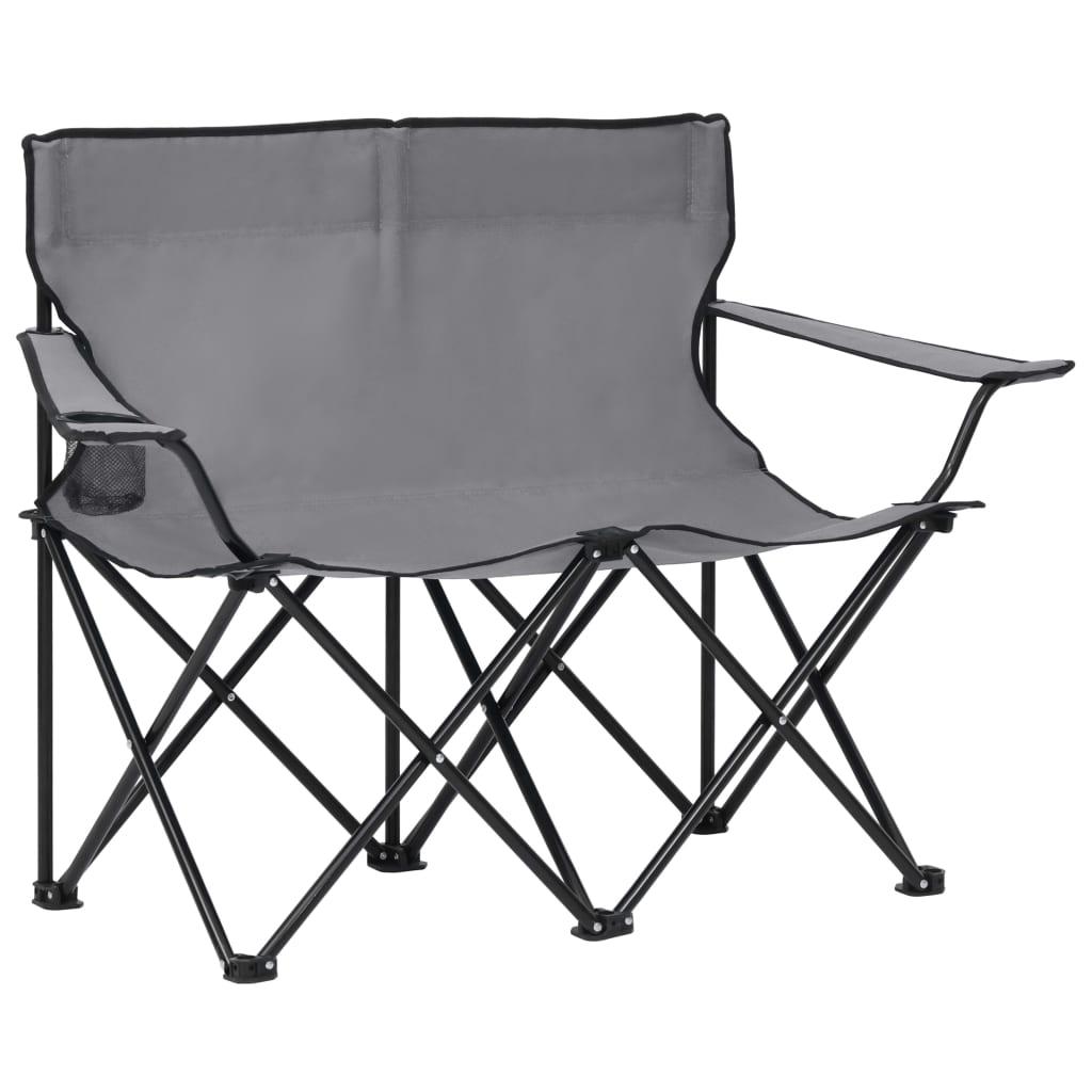 2-personers campingstol foldbar stål og stof grå