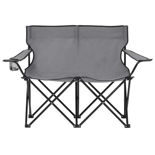 2-personers campingstol foldbar stål og stof grå