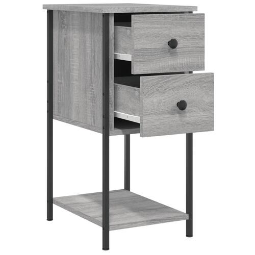 Sengeborde 2 stk. 32x42x70 cm konstrueret træ grå sonoma-eg