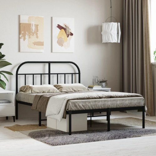 Sengeramme med sengegavl 120×190 cm - metal, sort