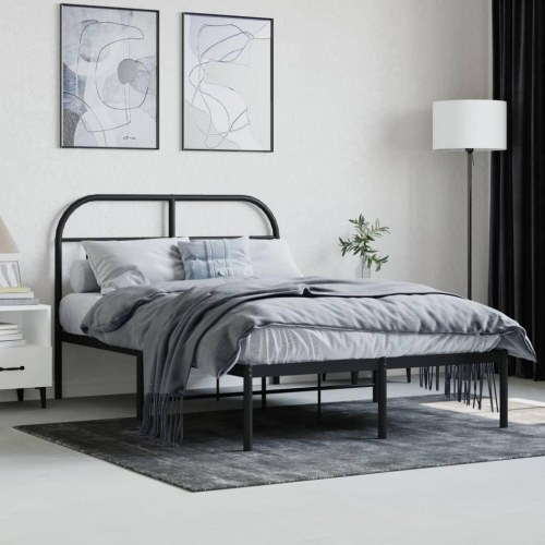 Sengeramme med sengegavl 120×190 cm - metal, sort
