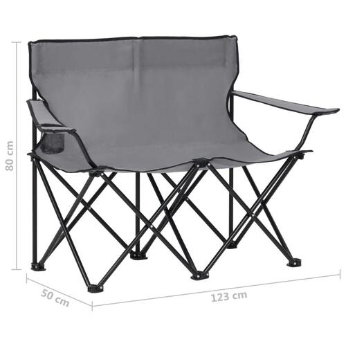 2-personers campingstol foldbar stål og stof grå
