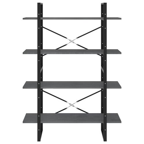 Bogreol med 4 hylder 100x30x140 cm massivt fyrretræ grå