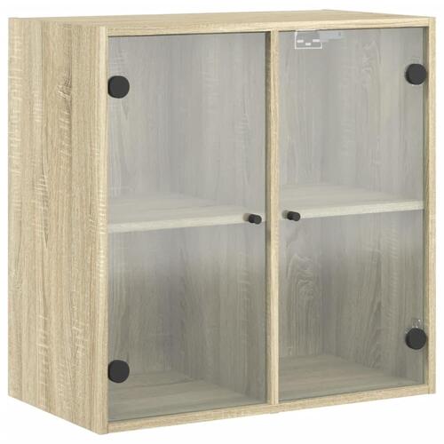 Skab med glaslåger 68x37x68,5 cm sonoma-eg