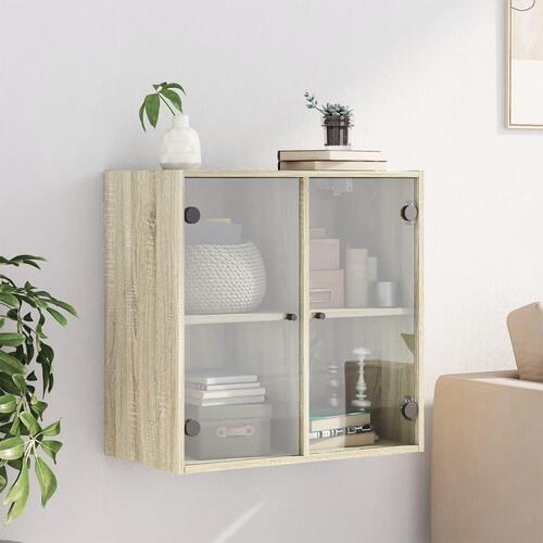 Skab med glaslåger 68x37x68,5 cm sonoma-eg