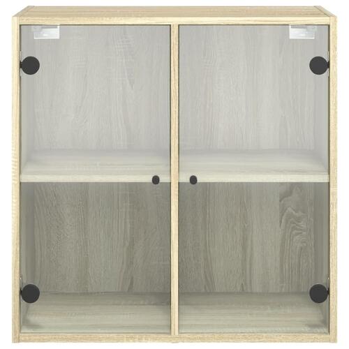 Skab med glaslåger 68x37x68,5 cm sonoma-eg