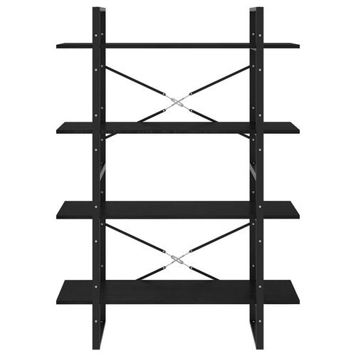 Bogreol med 4 hylder 100x30x140 cm massivt fyrretræ sort