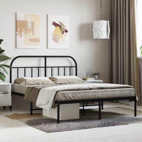 Sengeramme med sengegavl 140x200 cm metal sort